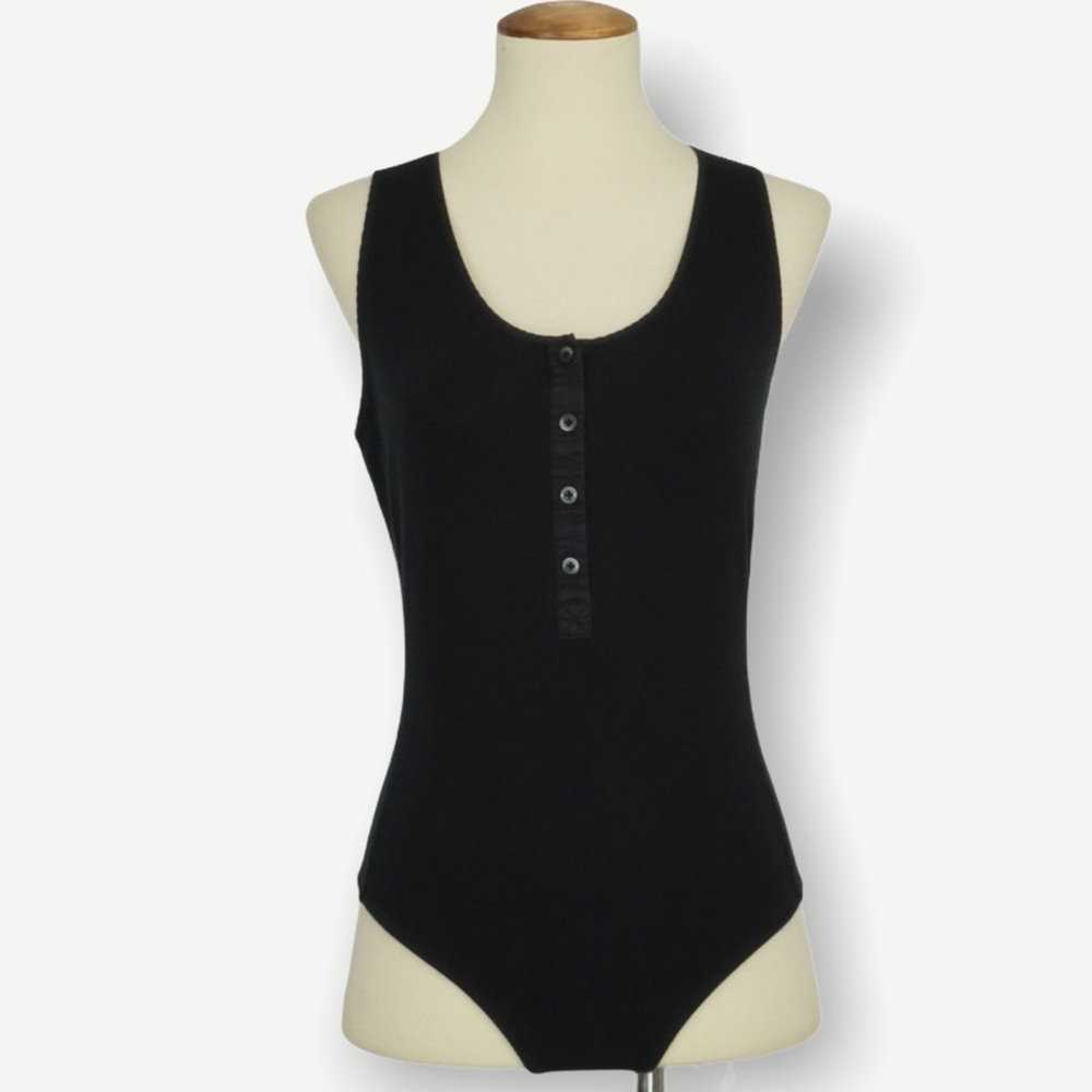 THAKOON COLLECTIVE Ribbed Henley Tank Bodysuit - Picture 2 of 13